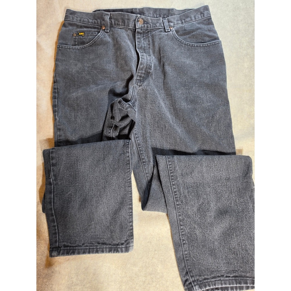 Lee Regular Fit Straight Leg Jeans Mens 38x32 Faded Black Denim 100% Cotton